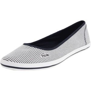 Lacoste Marthe Flats navy and white stripe